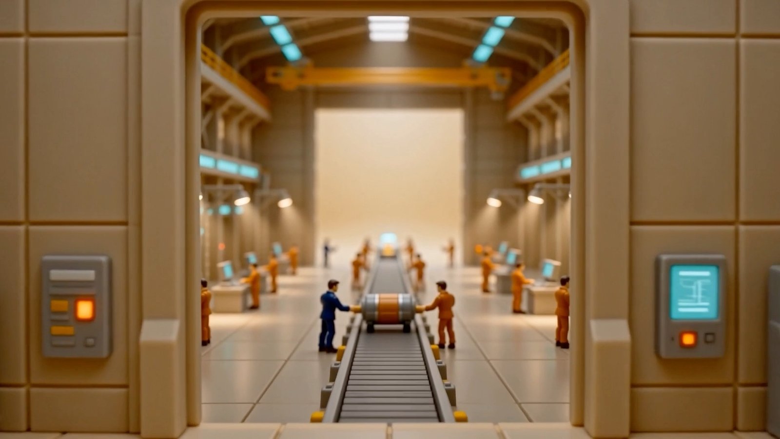 Launch — miniature foundry diorama. A product is not finished when it ships.